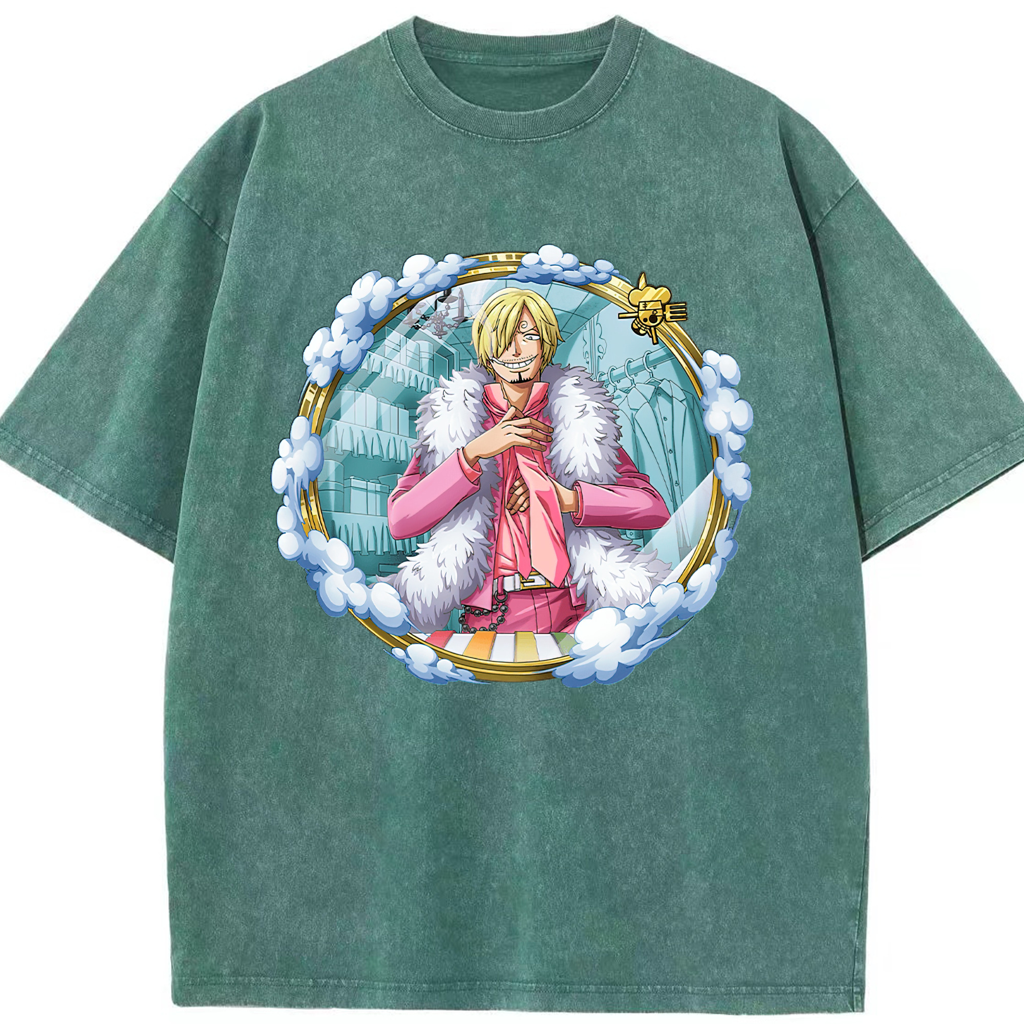 ワンピース サンジ ONE PIECE Sanji 綿100% ヴィンテージ風 半袖Tシャツ（フロントプリント）